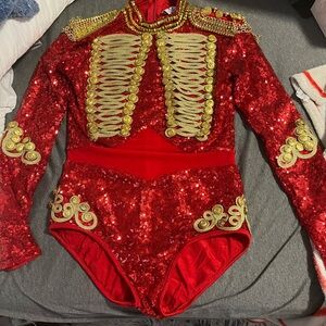 Glamour Sparkling Red and Gold Dance Costume